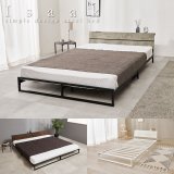 画像: スチールベッド シングル ロータイプ【Issak】棚コンセント付き