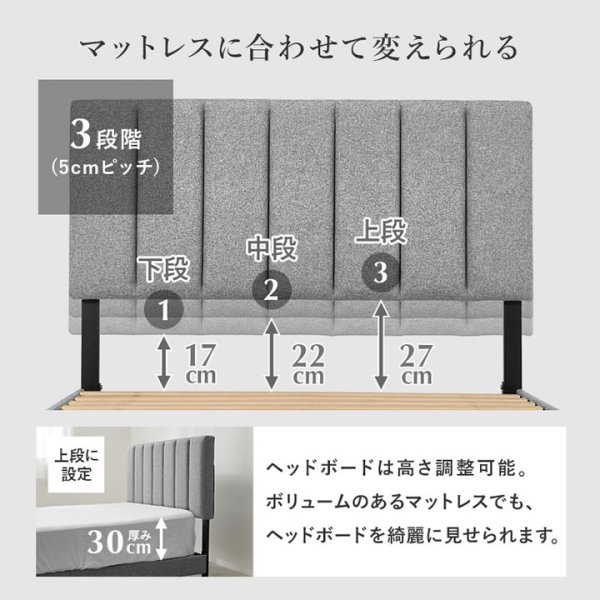 画像7: ホテルライクデザインファブリックベッド【Lucie】すのこ仕様 (7)