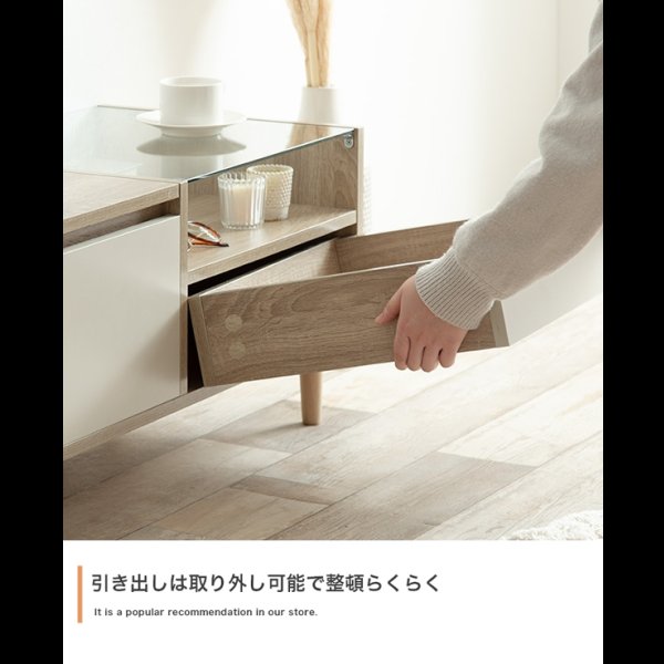 画像11: ガラステーブルがおしゃれなセンターテーブル兼ドレッサー【Mikael】 (11)